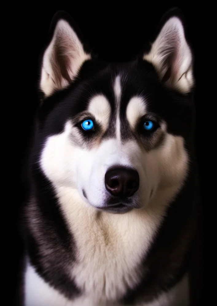 Tablou canvas: Portret Realist Husky cu Ochii Albaștri - Thumbnail 2
