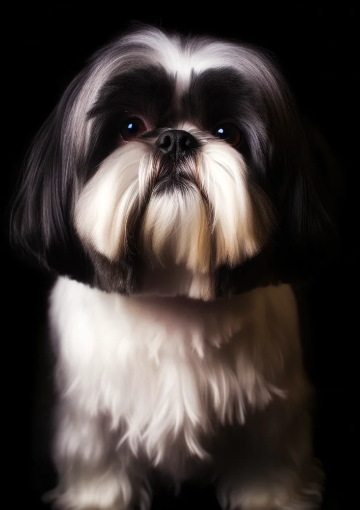 Tablou canvas: Portret de Câine Shih Tzu pe Fundal Negru - Thumbnail 2