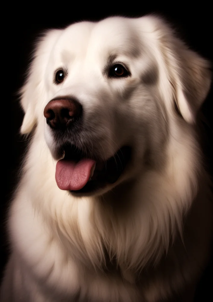 Tablou canvas: Portret de Câine Alb pe Fundal Negru - Thumbnail 2