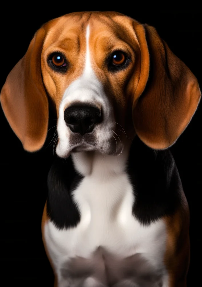 Tablou canvas: Portret Realist de Beagle pe Fundal Negru - Thumbnail 2