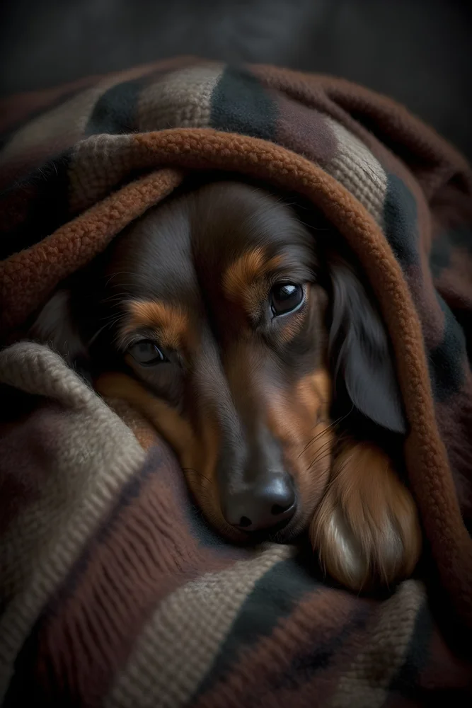 Tablou canvas: Cățel Adăpostit Sub Pătură - Thumbnail 2