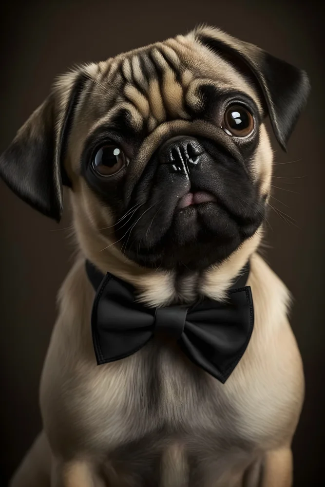 Tablou canvas: Portret de Mops cu Papion Elegant - Thumbnail 2