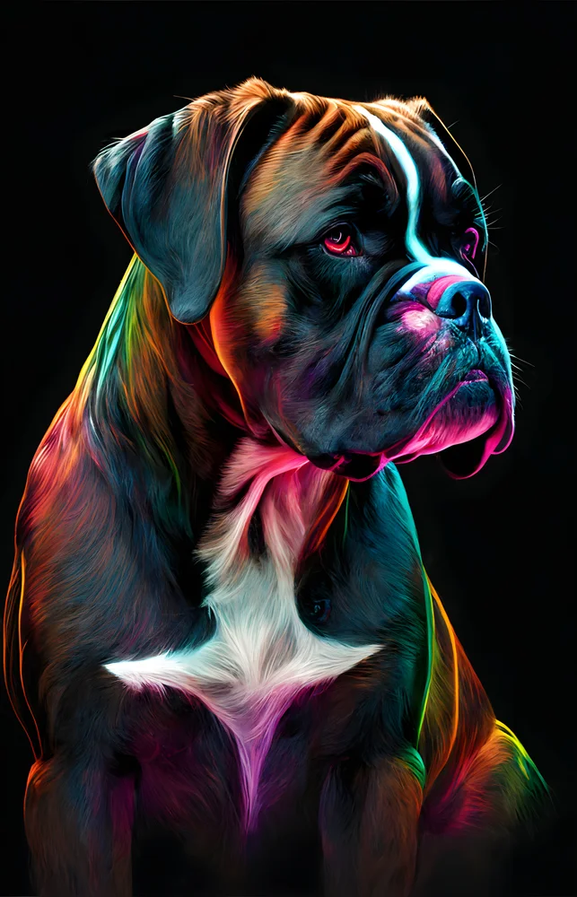 Tablou canvas: Portret Boxer în Culori Neon - Thumbnail 2