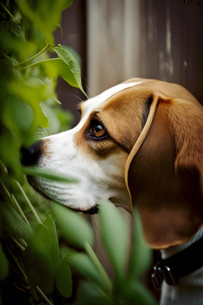Tablou canvas: Portret Realist de Beagle în Grădină - Thumbnail 2