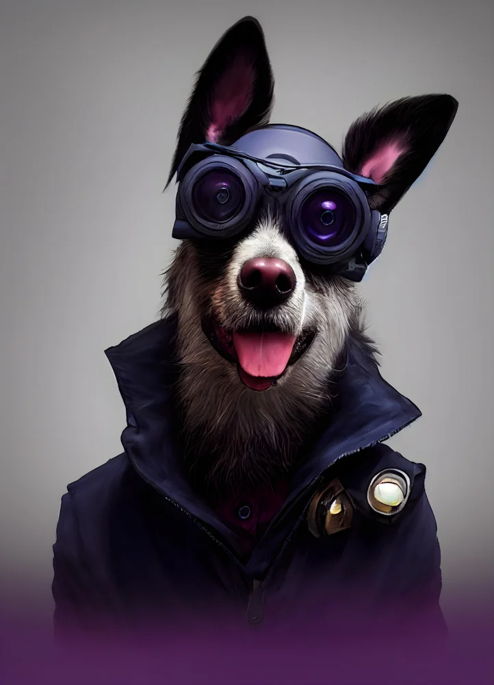 Tablou canvas: Câine Futurist cu Ochelari Tech - Thumbnail 2