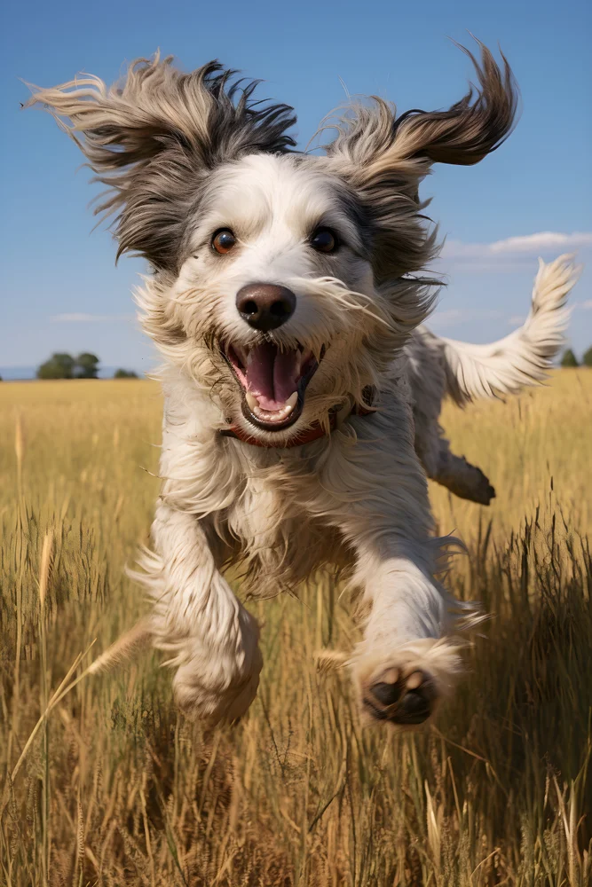 Tablou canvas: Câine Fericit în Câmp de Grâu - Thumbnail 2