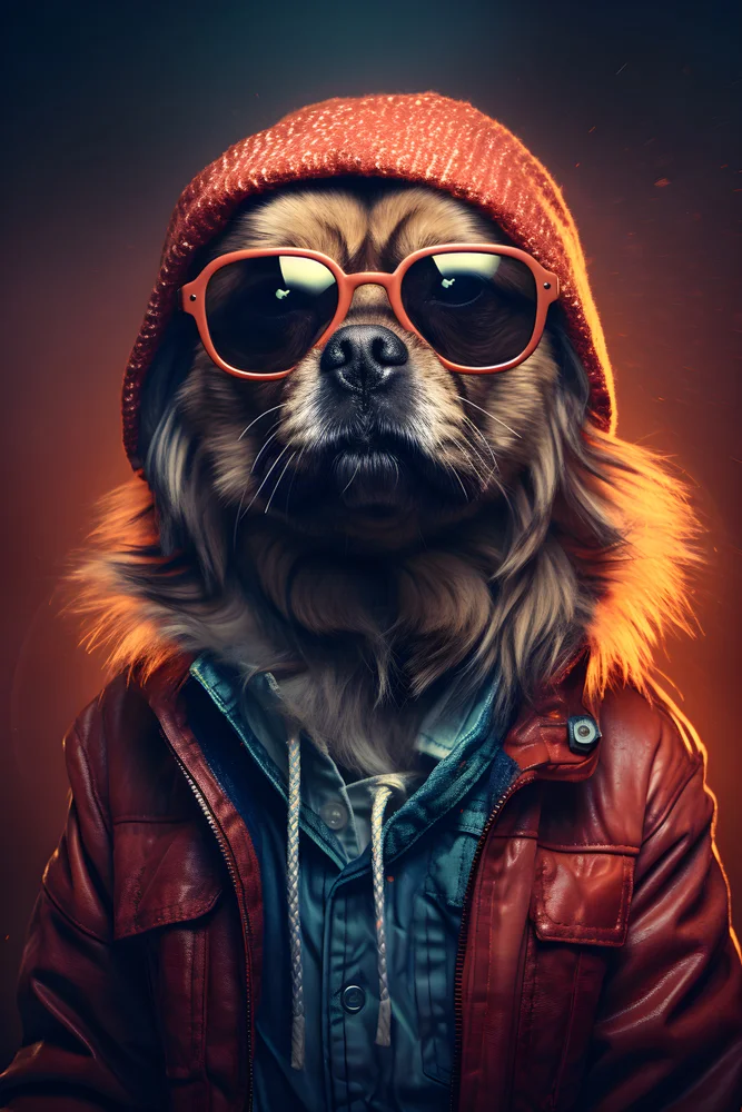 Tablou canvas: Câine Cu Stil în Jachetă și Ochelari - Thumbnail 2