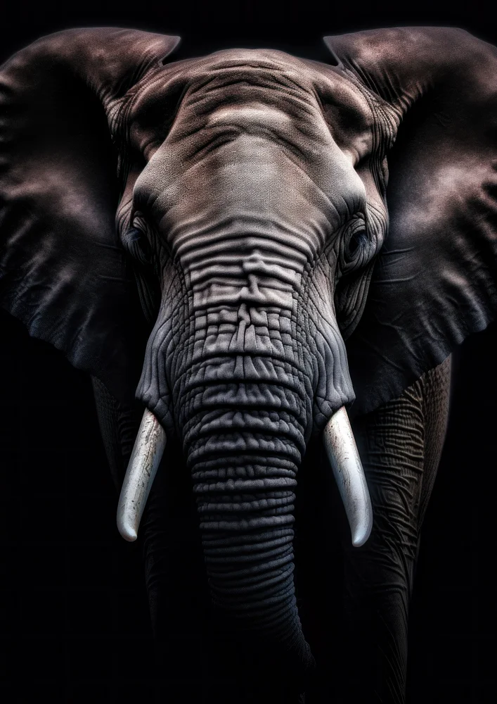 Tablou canvas: Portret de Elefant în Tonuri de Gri - Thumbnail 2