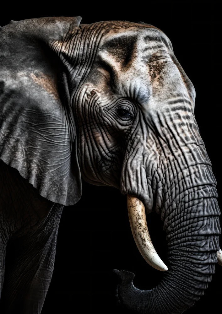 Tablou canvas: Portret Realist de Elefant pe Fundal Negru - Thumbnail 2