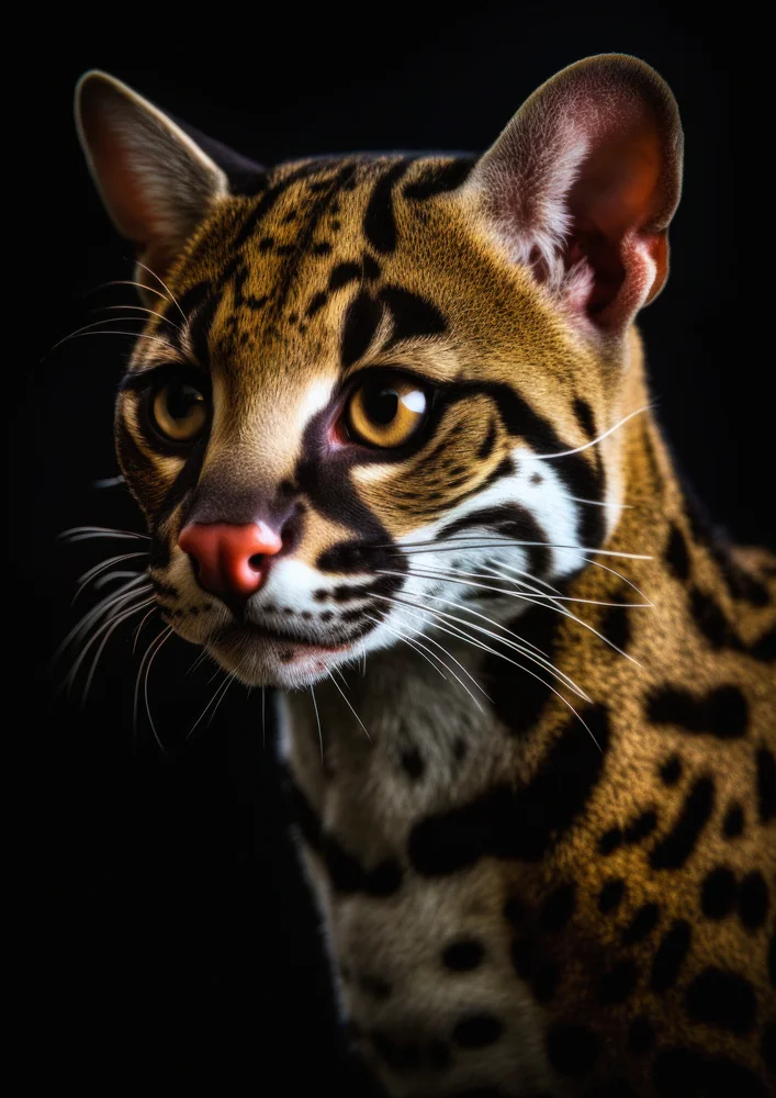 Tablou canvas: Portret Realist de Ocelot pe Fundal Negru - Thumbnail 2