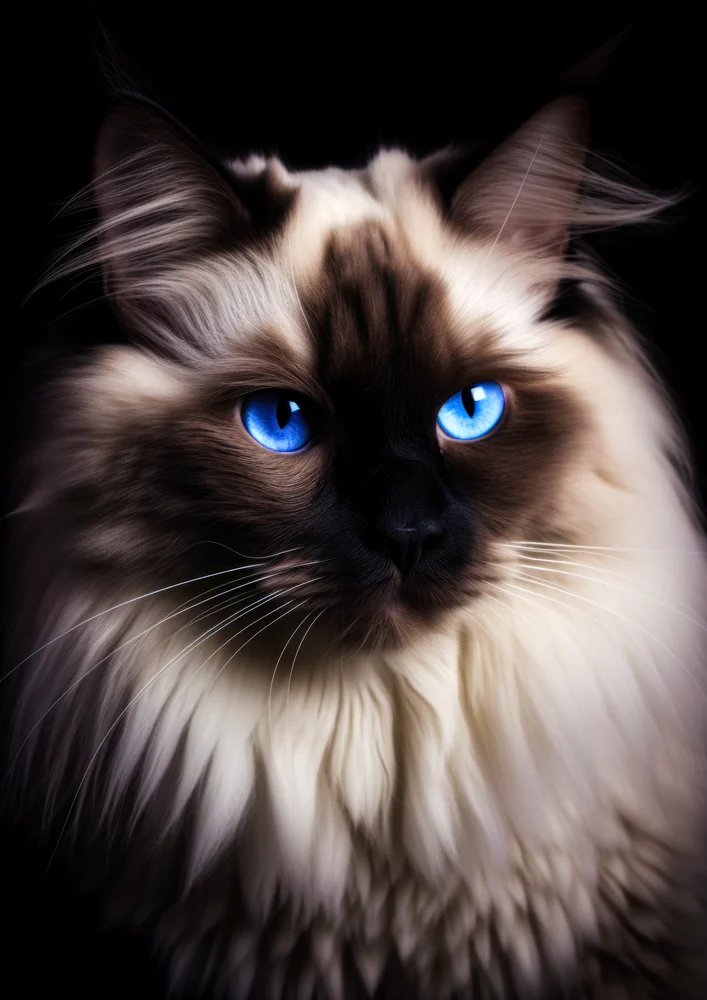 Tablou canvas: Portret Pisică cu Ochii Albaștri Intensi - Thumbnail 2