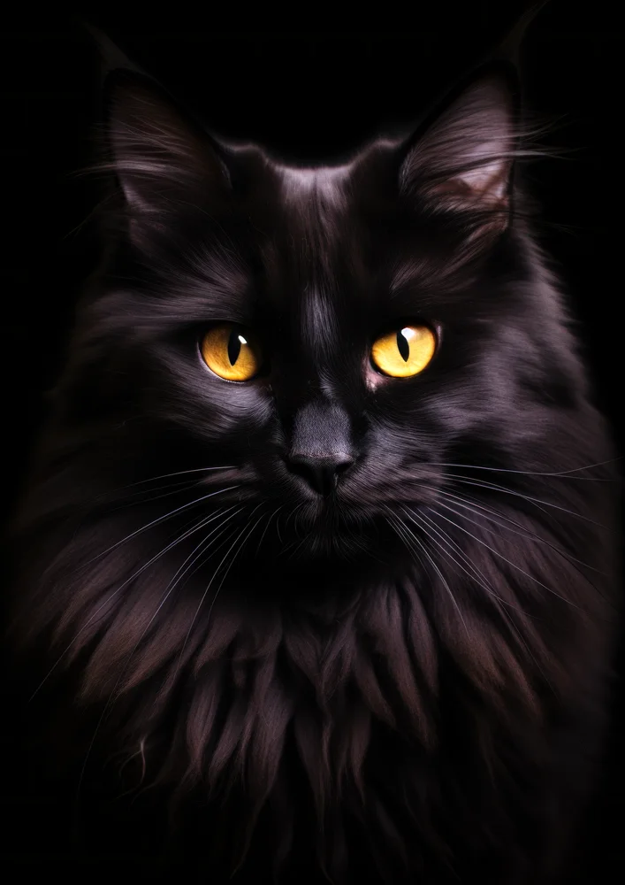 Tablou canvas: Portret Pisică Neagră cu Ochi Aurii (2) - Thumbnail 2