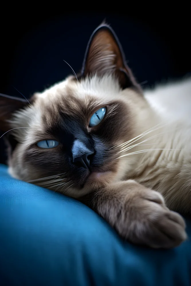 Tablou canvas: Portret Pisică cu Ochi Albaștri Hipnotizanți - Thumbnail 2