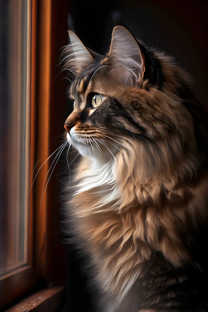 Tablou canvas: Pisică la Fereastră în Lumină Caldă - Thumbnail 2