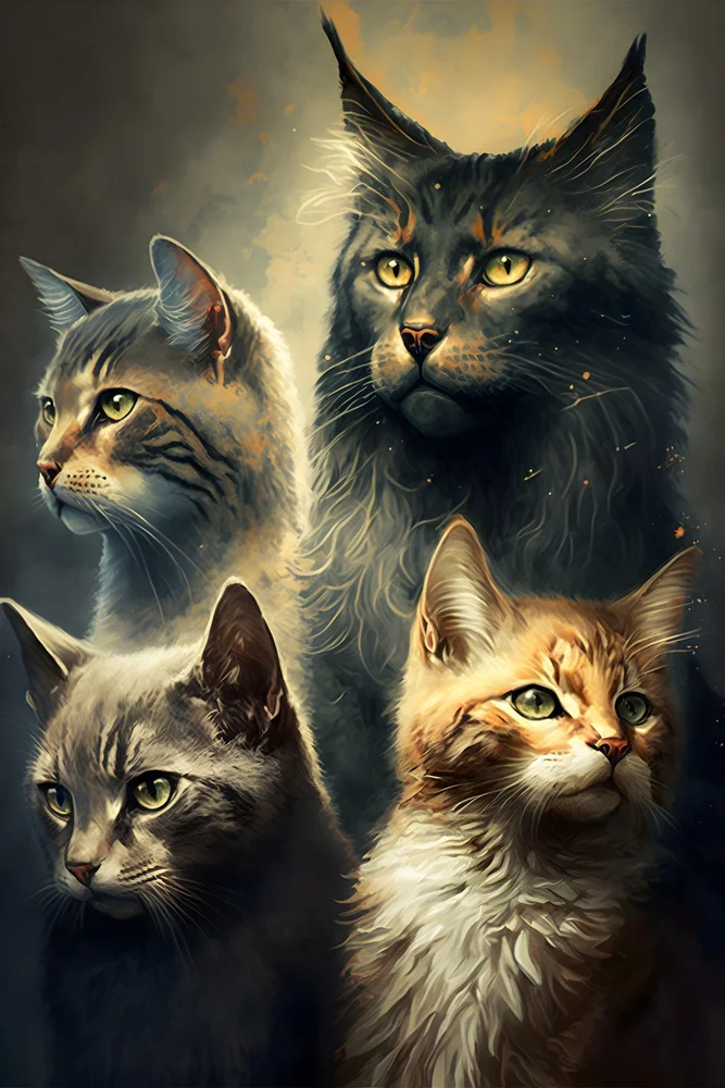 Tablou canvas: Portret de Pisici în Tonuri Realiste - Thumbnail 2