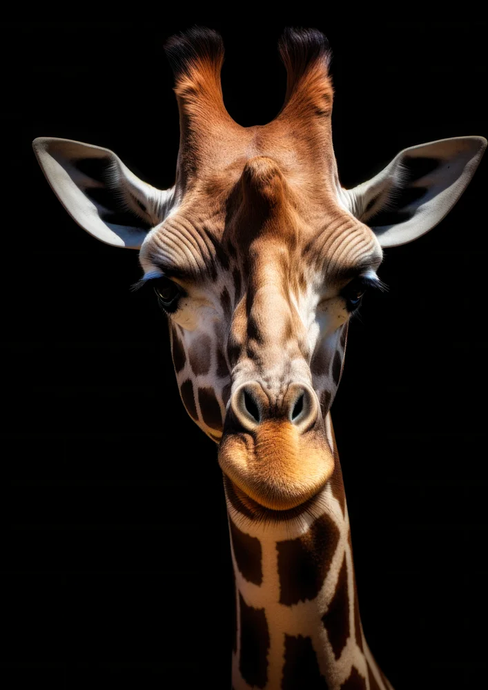 Tablou canvas: Portret Girafă pe Fundal Negru - Thumbnail 2