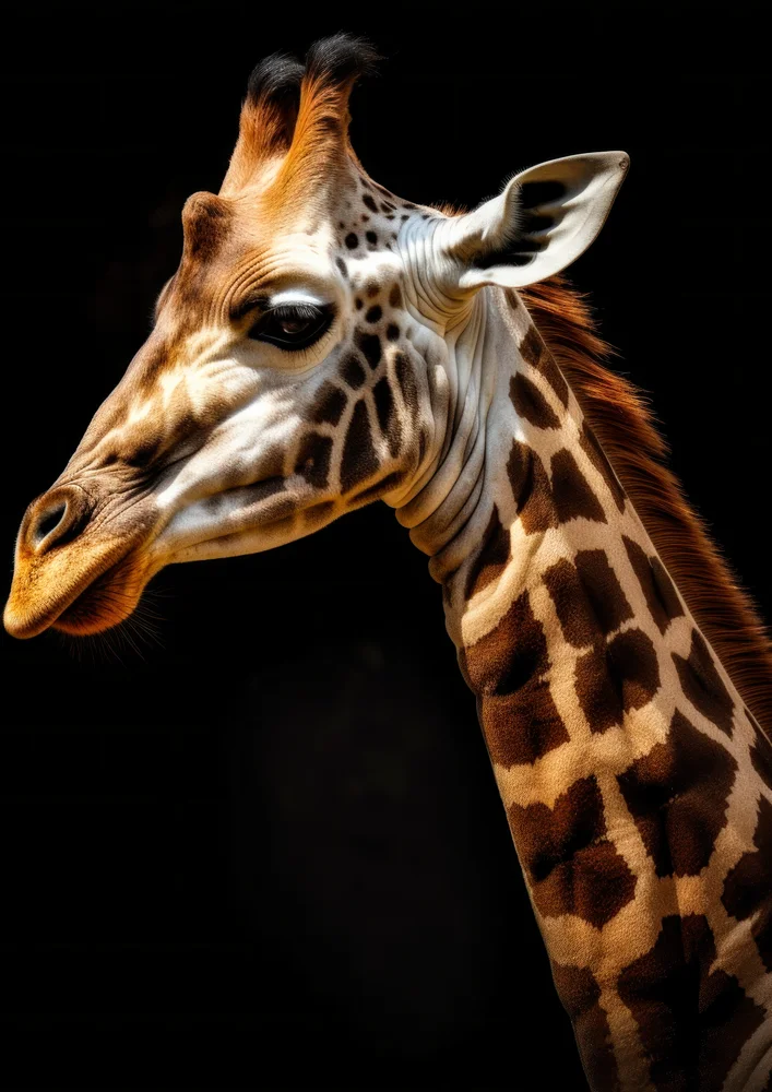 Tablou canvas: Portret Girafă pe Fundal Negru (2) - Thumbnail 2