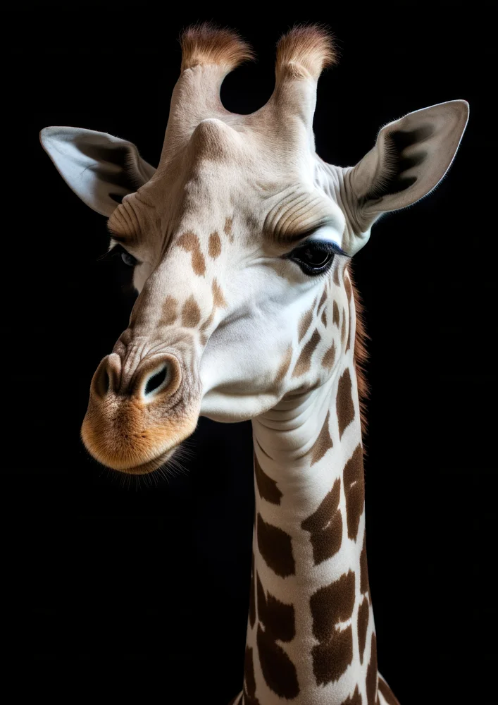 Tablou canvas: Portret Detaliat Girafă pe Fundal Negru - Thumbnail 2