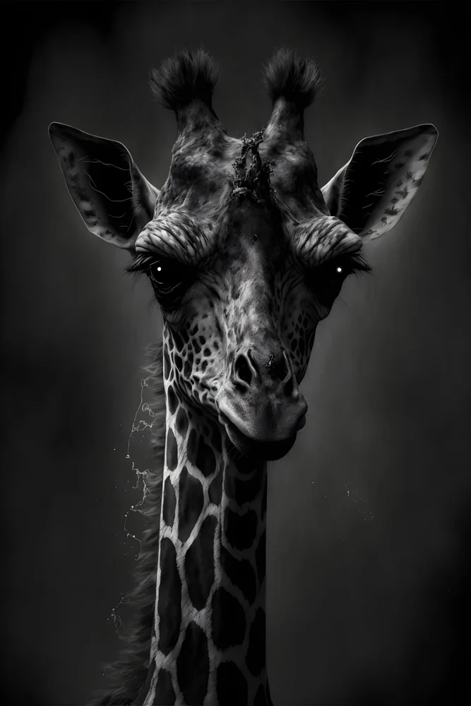 Tablou canvas: Portret Giraffe în Nuante Monocrome - Thumbnail 2