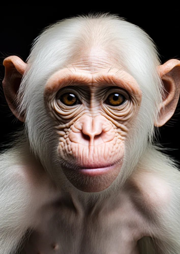 Tablou canvas: Portret Realist de Pui de Cimpanzeu Alb - Thumbnail 2