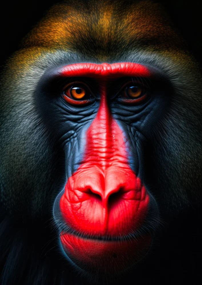 Tablou canvas: Portret de Mandril cu Culori Vibrante - Thumbnail 2