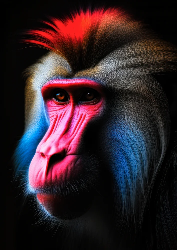 Tablou canvas: Portret Vivid de Mandril în Culori Intense - Thumbnail 2