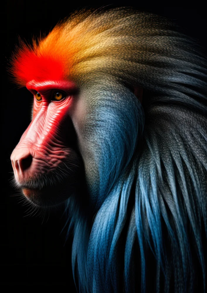 Tablou canvas: Portret Mandril în Culori Vibrante - Thumbnail 2