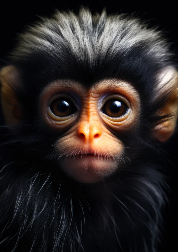 Tablou canvas: Portret Detaliat de Pui de Maimuță - Thumbnail 2