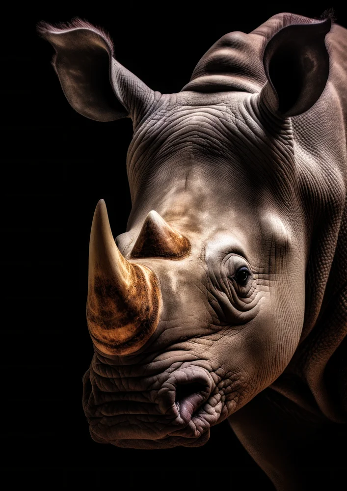 Tablou canvas: Portret Realist de Rinocer pe Fundal Negru - Thumbnail 2