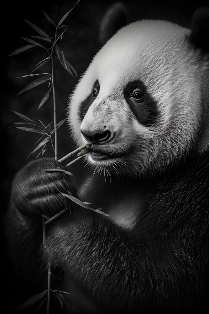 Tablou canvas: Portret Realist de Panda cu Bambus - Thumbnail 2