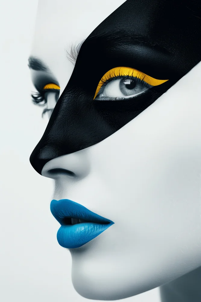 Tablou canvas: Portret Artistic cu Accente Vibrante - Thumbnail 2