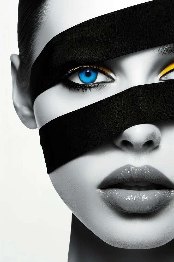 Tablou canvas: Portret Artistic cu Accente Monocrome - Thumbnail 2