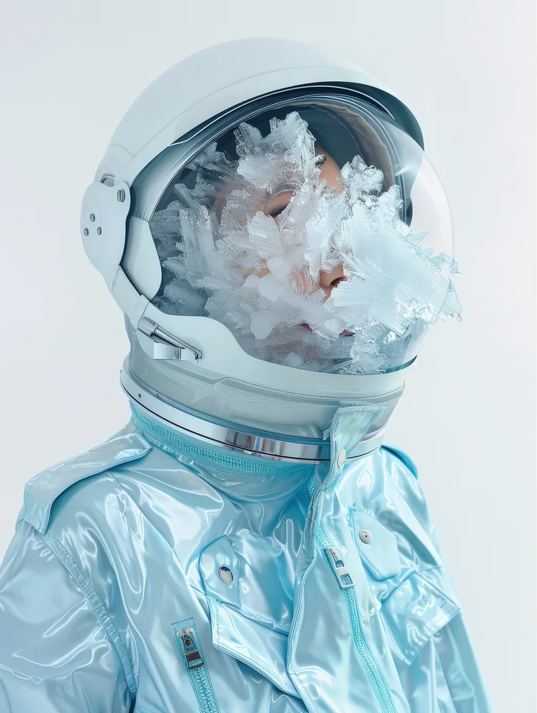 Tablou canvas: Astronaut cu Vizor Înghețat în Alb Albastru - Thumbnail 2