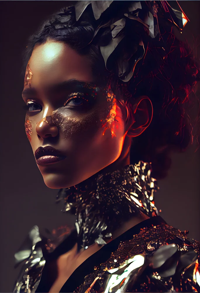 Tablou canvas: Portret Artistic cu Accente Metalice - Thumbnail 2