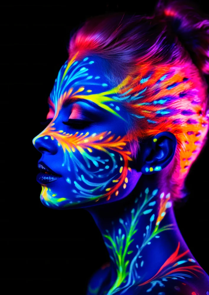Tablou canvas: Portret Neon în Culori Fluorescente - Thumbnail 2