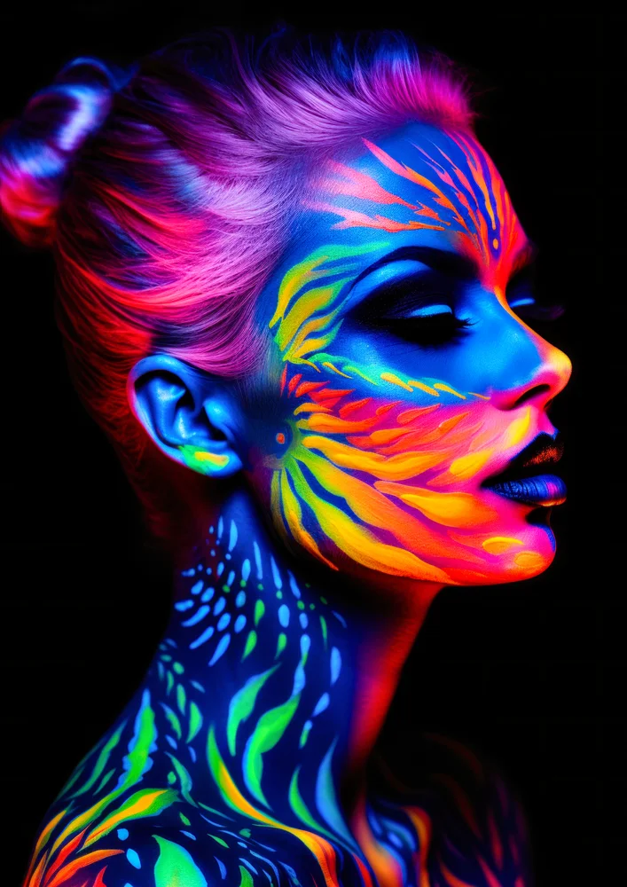 Tablou canvas: Portret Neon în Culori Vibrante - Thumbnail 2