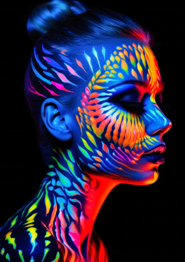 Tablou canvas: Portret Neon în Culori Vii - Thumbnail 2