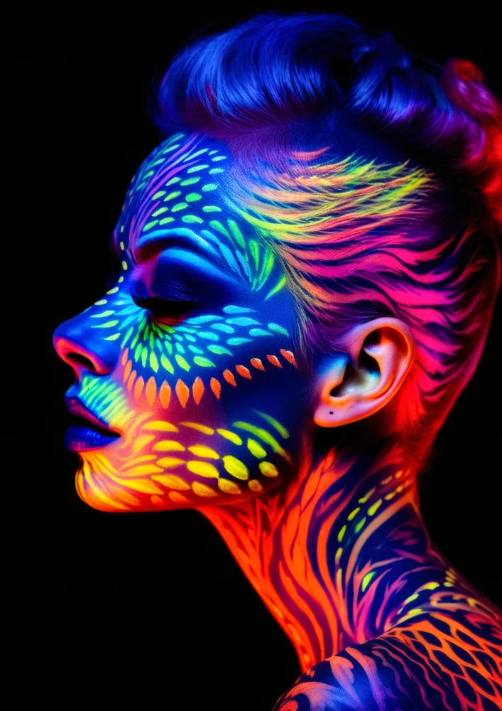 Tablou canvas: Portret Neon în Culori Vii (2) - Thumbnail 2