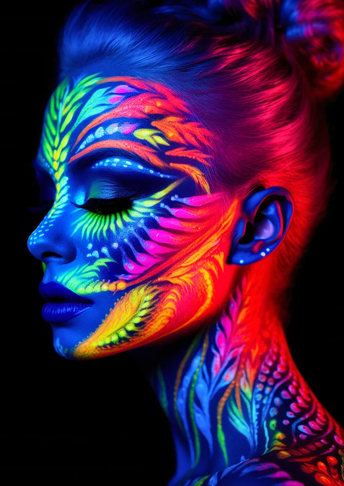 Tablou canvas: Portret Luminos în Culori Neon - Thumbnail 2