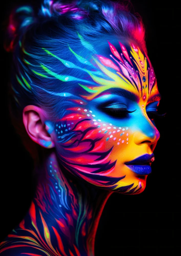 Tablou canvas: Portret Neon în Culori Vibrante (2) - Thumbnail 2