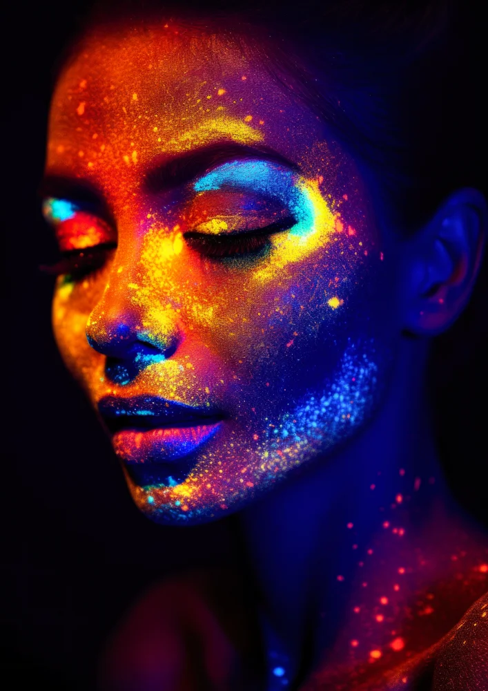 Tablou canvas: Portret în Lumini UV Vibrante - Thumbnail 2