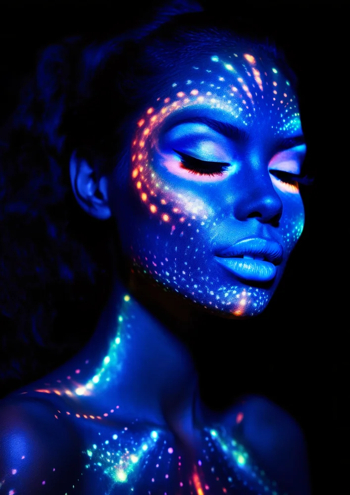 Tablou canvas: Portret Luminos în Tonuri Neon - Thumbnail 2