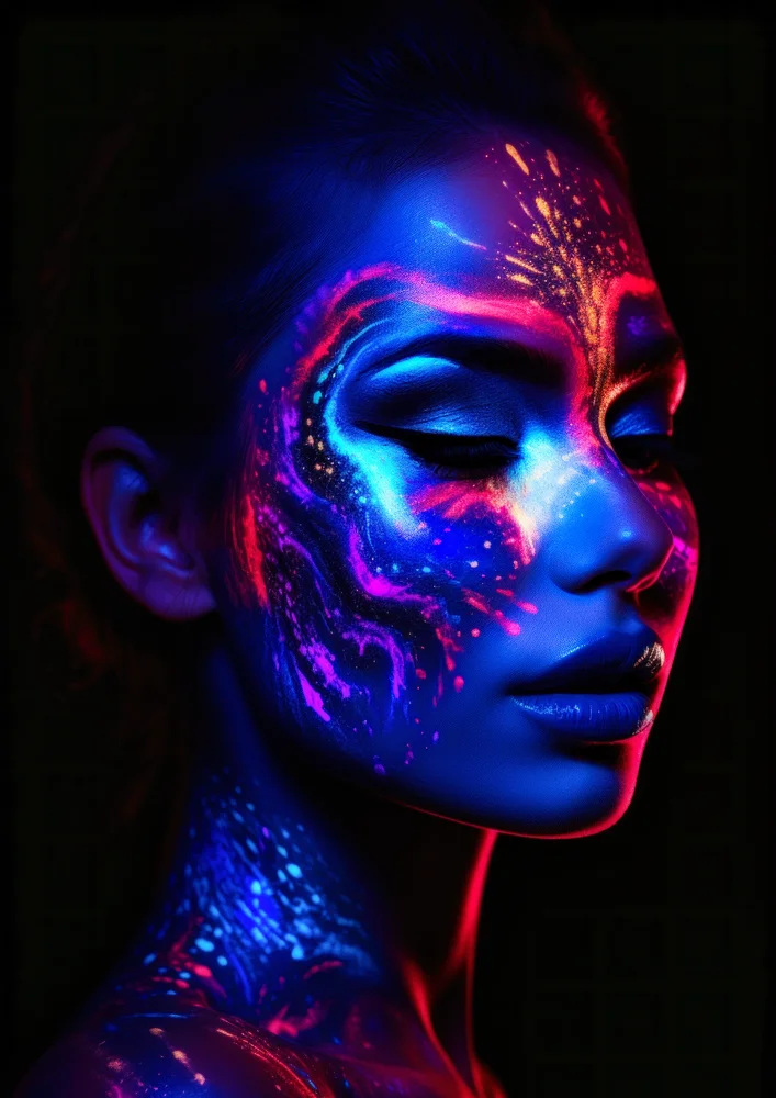 Tablou canvas: Portret Neon în Tonuri Intense - Thumbnail 2