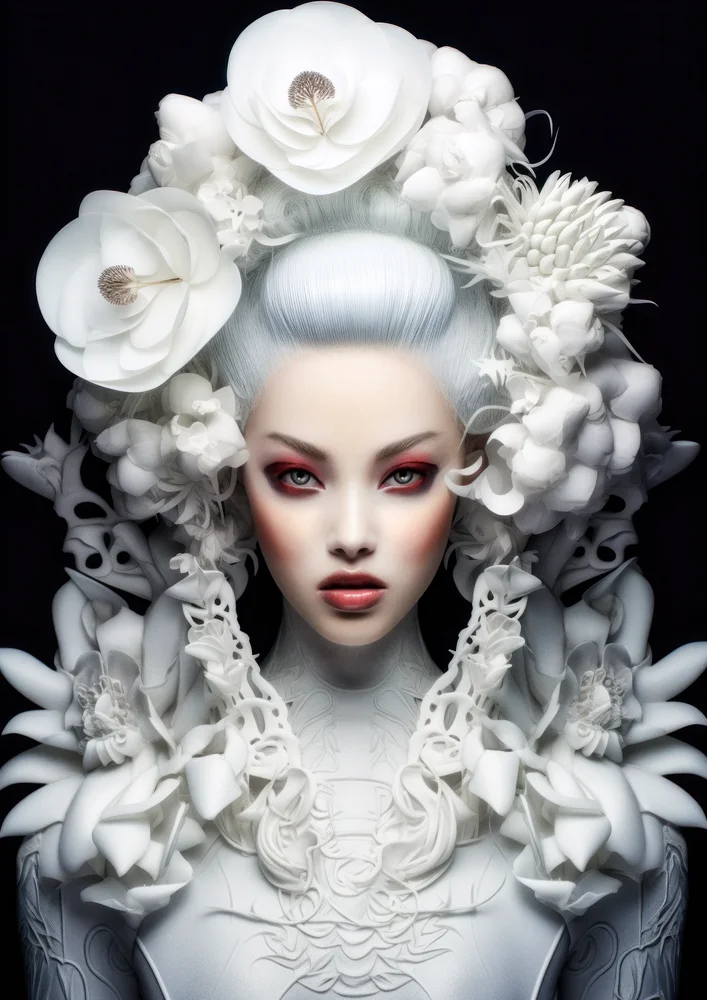 Tablou canvas: Portret Artistic cu Detalii Florale - Thumbnail 2