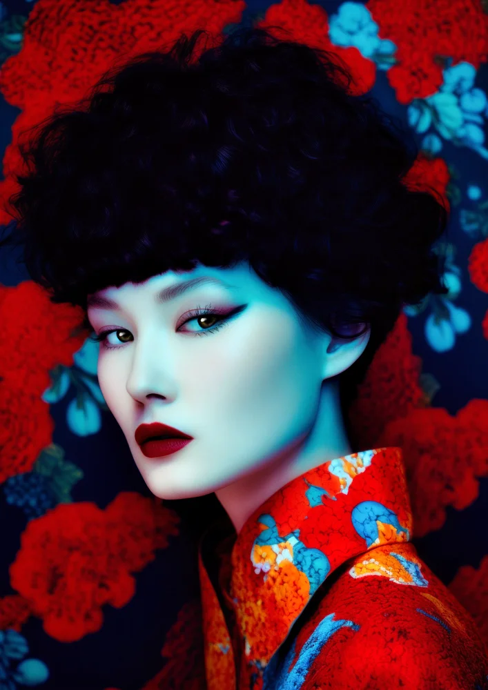 Tablou canvas: Portret Oriental în Tonuri Intense - Thumbnail 2