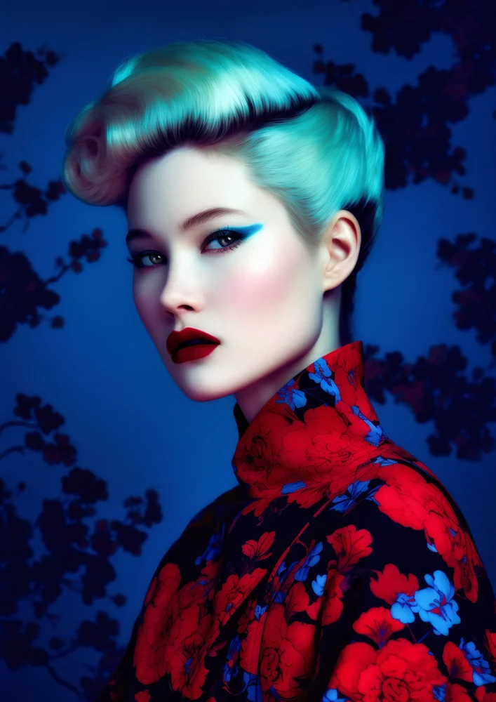 Tablou canvas: Portret Asiatic în Tonuri Vibrante 2 - Thumbnail 2