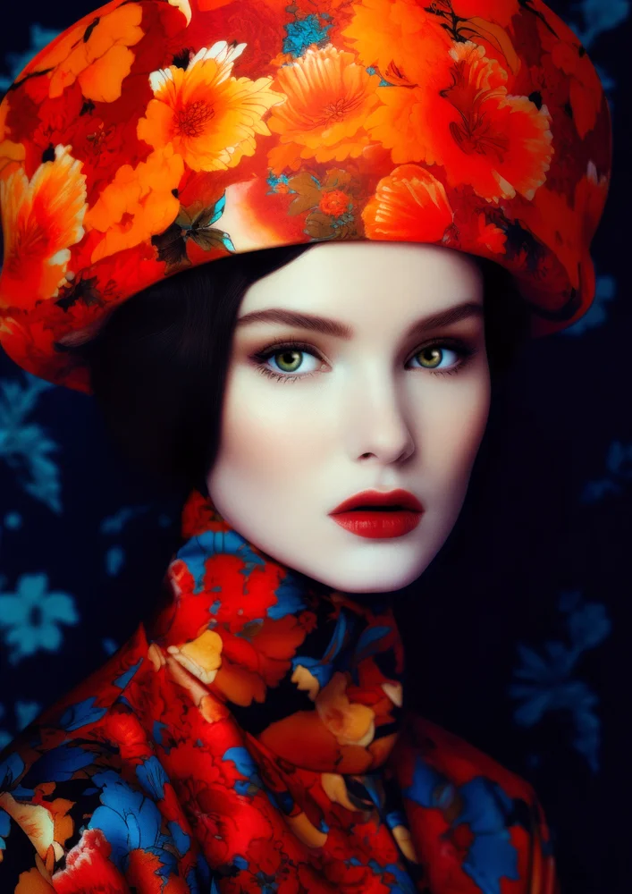 Tablou canvas: Portret Oriental în Tonuri Îndrăznețe - Thumbnail 2