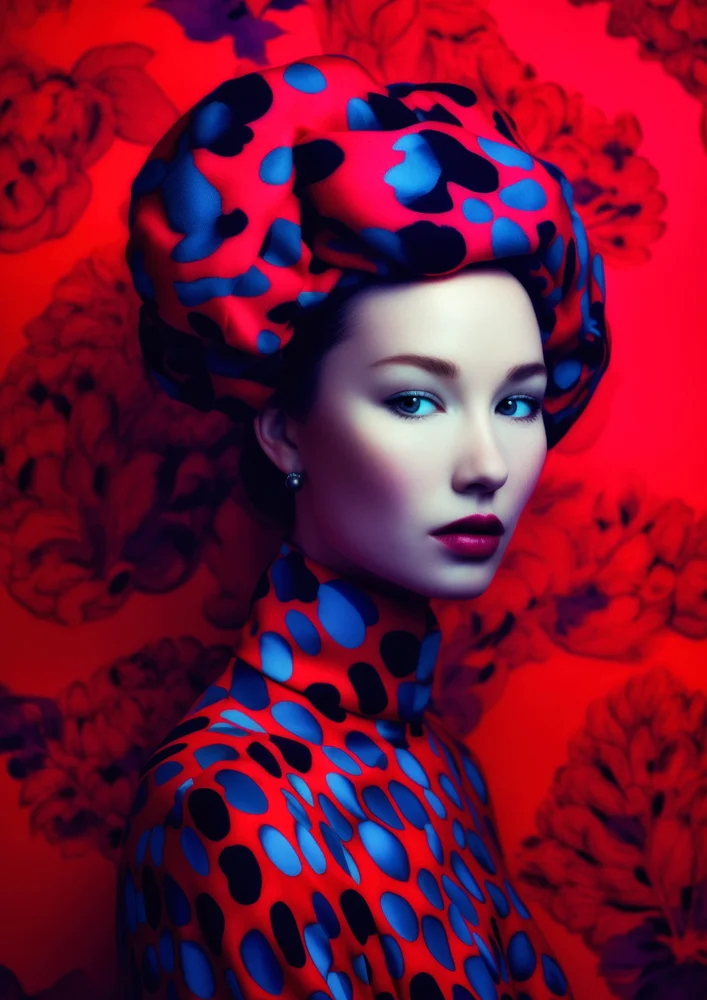 Tablou canvas: Portret Oriental în Contrast Cromatic - Thumbnail 2