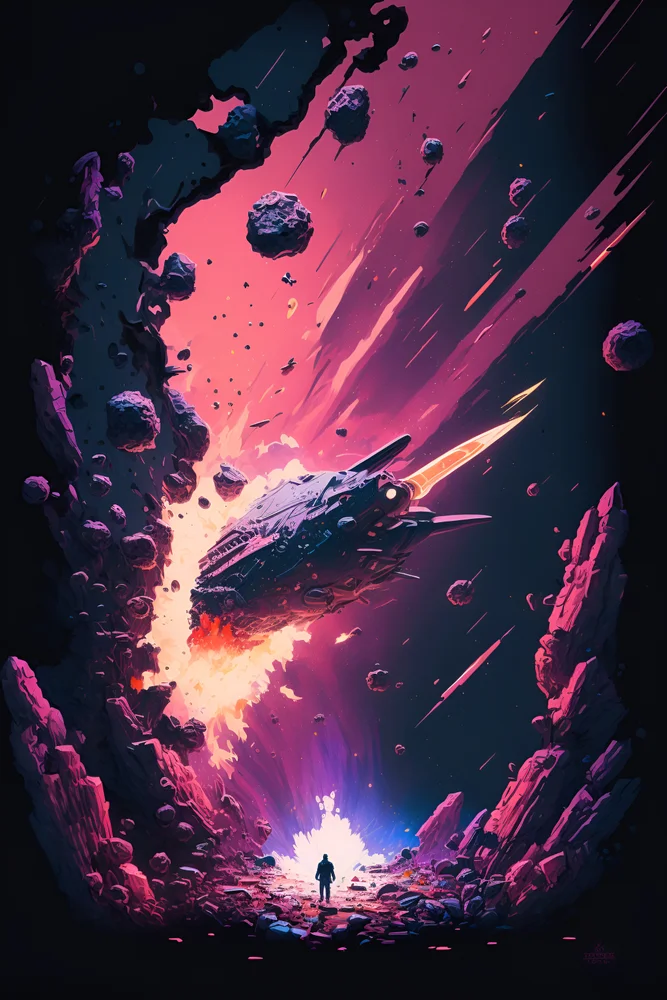 Tablou canvas: Nava Spațială în Explozie Cosmică - Thumbnail 2