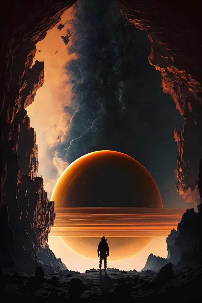 Tablou canvas: Explorator în Peșteră Cosmică - Thumbnail 2